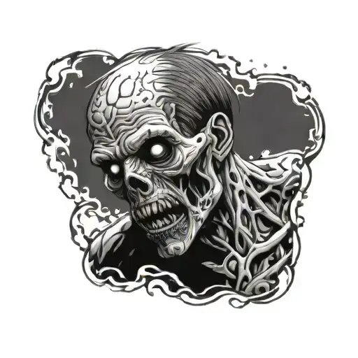 A zombie trying to breathe tattoo design idea