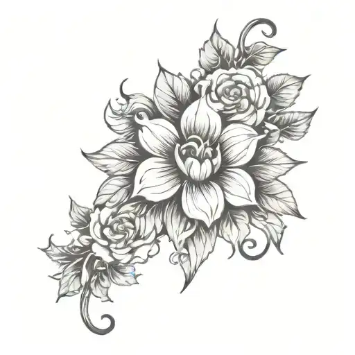 floral gothic style tattoo tattoo design idea