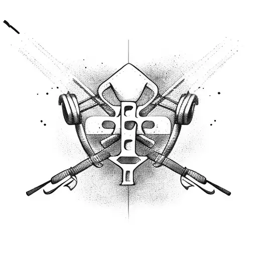 Crossfit equipment collage tattoo design idea