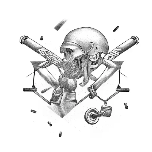 Crossfit equipment collage tattoo design idea