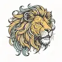 half lion face tattoo design idea