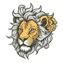half lion face tattoo design idea