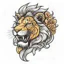 half lion face tattoo design idea