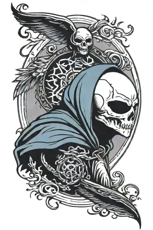 moon knight and eye of agamoto traditional style tattoo tattoo design idea