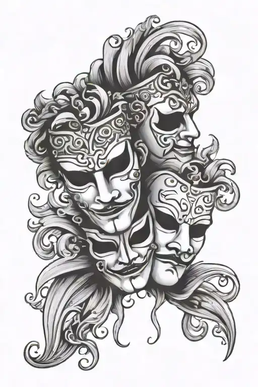 Comedy and Tragedy Masks tattoo design idea