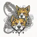 paw prints, leash and collar linked together tattoo design idea