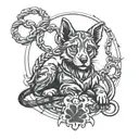 paw prints, leash and collar linked together tattoo design idea