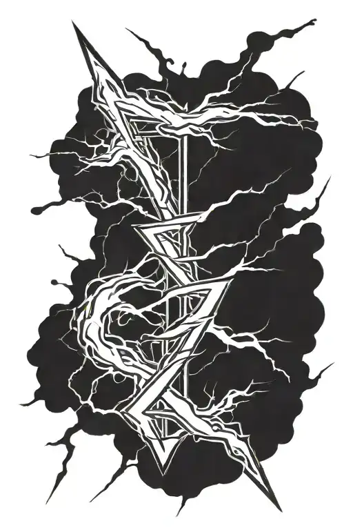 black lightning bolt and white lightning bolt intertwined tattoo design idea