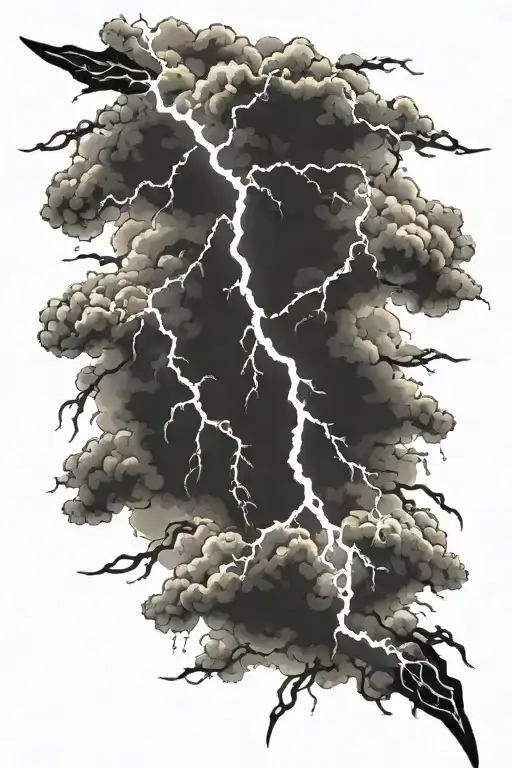 black and white lightning bolts striking tattoo design idea