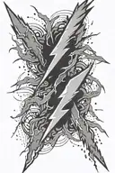 black and white lightning bolts, no clouds tattoo design idea