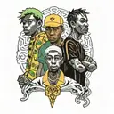 Tyler the creator, Kanye west and Travis Scott  tattoo design idea