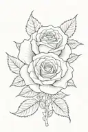 rose with name Janice in cursive as the stem with the date 1975 - 2018 as Roman numerals on forarm tattoo design idea