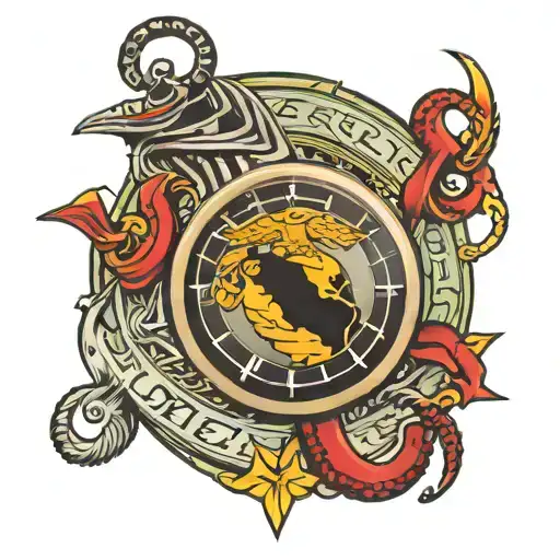 usmc logo with a clock in the middle tattoo design idea