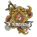 usmc logo with a clock in the middle tattoo design idea