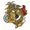 usmc logo with a clock in the middle tattoo design idea