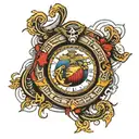 usmc logo with a clock in the middle tattoo design idea