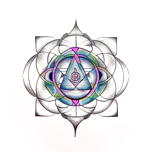 Tantric symbol sacred geometry moon cycle  full  sleve tattoo design idea