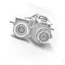 lamborghini huracan and sony camera tattoo design idea