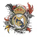real madrid logo mixed with phoenix rising tattoo design idea