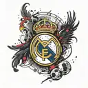 real madrid logo mixed with phoenix rising tattoo design idea
