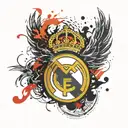 real madrid logo mixed with phoenix rising tattoo design idea