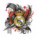 real madrid logo mixed with phoenix rising tattoo design idea