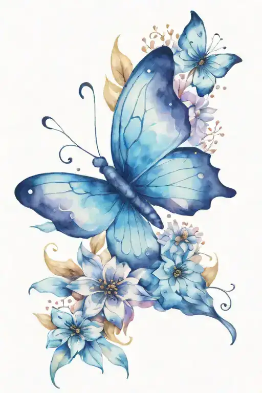 purple and blue butterfly and flowers small tattoo for arm   tattoo design idea