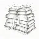 A stack of books with a beam of light shining down on them, symbolizing knowledge and enlightenment tattoo design idea