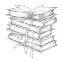 A stack of books with a beam of light shining down on them, symbolizing knowledge and enlightenment tattoo design idea