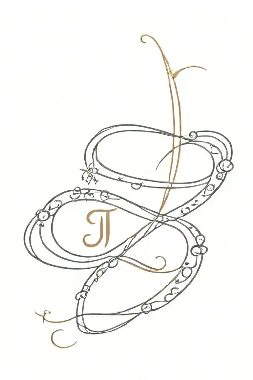 infinity symbol with letters "J" "N" two stars tattoo design idea