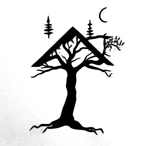 The house on the tree in the Lao tattoo design idea