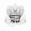 The house on the tree in the Lao tattoo design idea