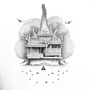 The house on the tree in the Lao tattoo design idea