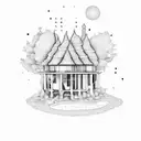 The house on the tree in the Lao tattoo design idea