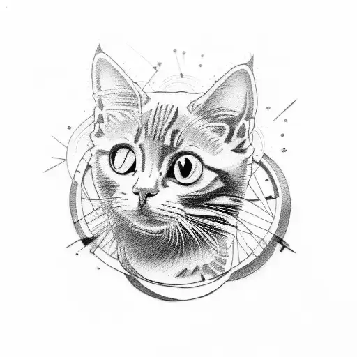 cat with photo camera tattoo design idea