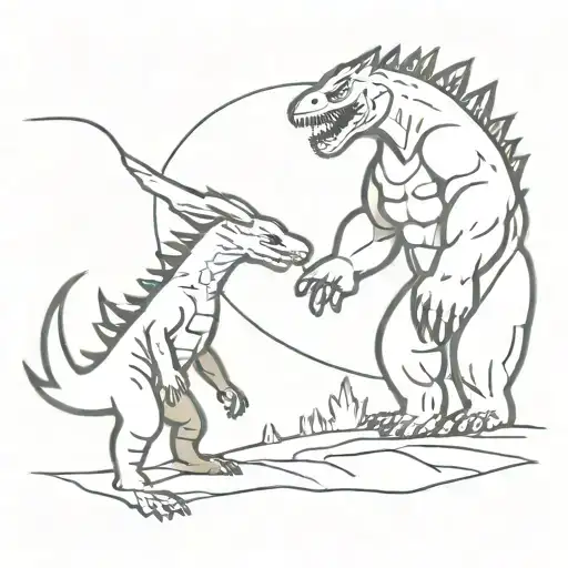 James Bond Godzilla father son tattoo design idea
