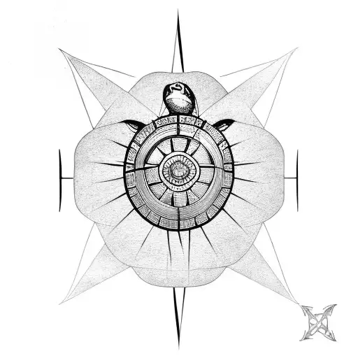 turtle with compass symbol tattoo design idea