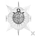 turtle with compass symbol tattoo design idea
