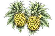 pineapple with lemon fruit with two leaves tattoo design idea