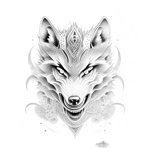 Dragon full body wolf  tattoo design idea