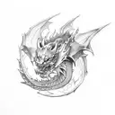 Dragon wolf hybrid small long tattoo design idea