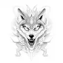 Dragon full body wolf growling tattoo design idea