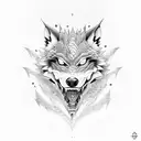 Dragon full body wolf growling tattoo design idea