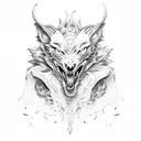 Dragon full body wolf growling tattoo design idea