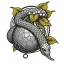 a snake wrapped grape fruit in black grey tattoo tattoo design idea
