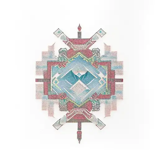 tengri, kazakh pattern tattoo design idea