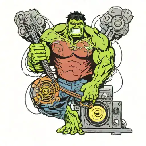 hulk holding bass speaker tattoo design idea
