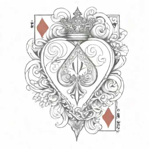 A surrealistic design of the ace of hearts tattoo design idea