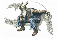 Odin sitting tattoo design idea