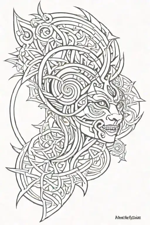 neo tribal line work easy tattoo design idea